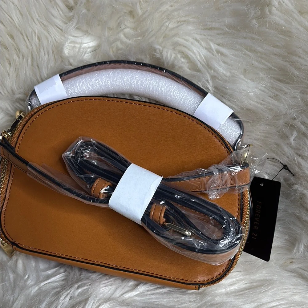 Forever 21 Brown and Gold Dome Crossbody Bag